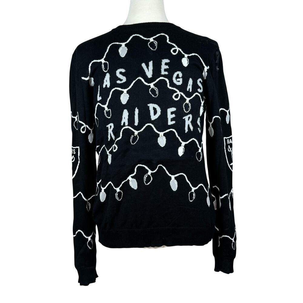 NFL Las Vegas Raiders LED Sweatshirt Black Crewneck Graphic Ugly Sweater USED